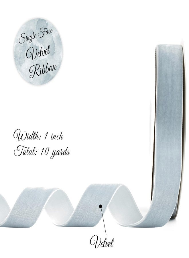 DINDOSAL Dusty Blue Velvet Ribbon 1 Inch Vintage Blue Single Face Velvet Christmas Ribbon for Tree Decorations, Gift Wrapping, Hair Bows, Wreaths and Garlands, Wedding, Cafts, Bouquet - 10 Yards - Image 3